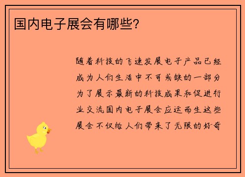 国内电子展会有哪些？